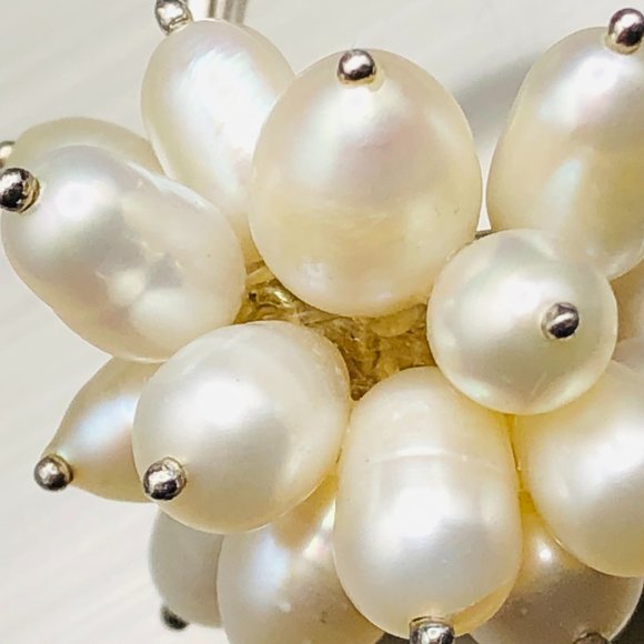 Artisan Sterling Silver Pearl Earrings & Cluster Pearl Ring Size 5 - 18.2 Grams - Picture 12 of 16